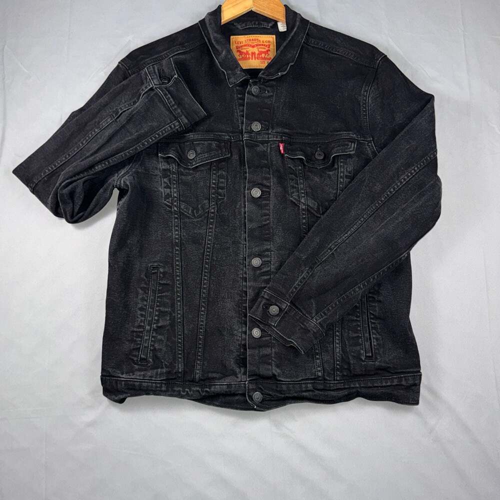 Levi's Black Wash Denim Trucker Jacket Size XL